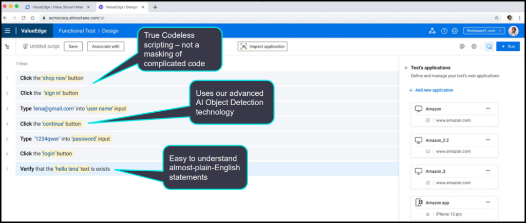 Codeless Testing with ValueEdge